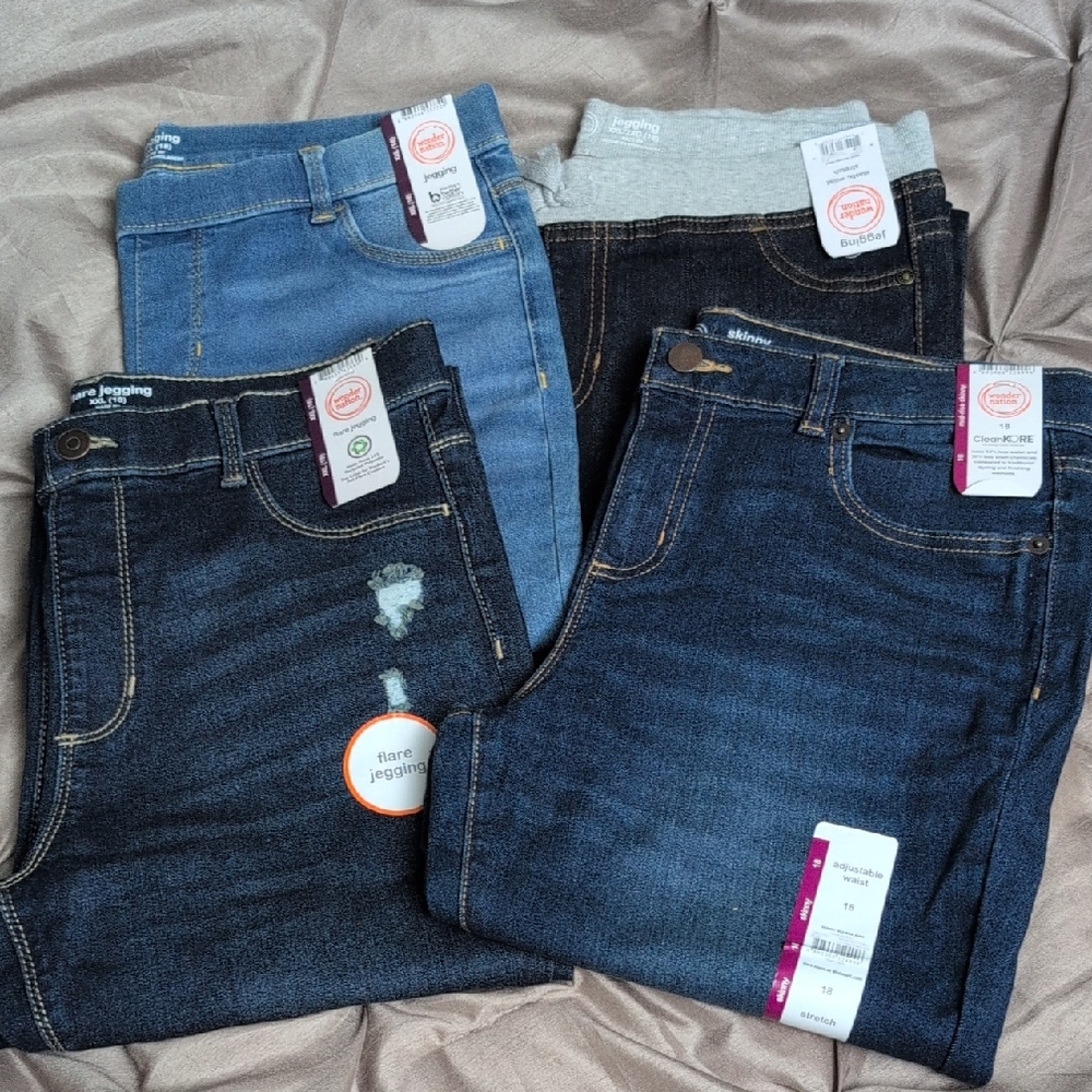 Wonder Nation Big Kids Light and Dark Blue Jeggings Collection